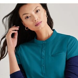 Teal Button-Up Women's Top